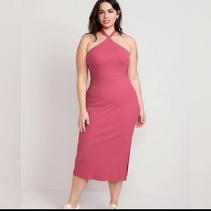 NEW Old Navy Pink Bodycon Halter Dress Women's Size Large